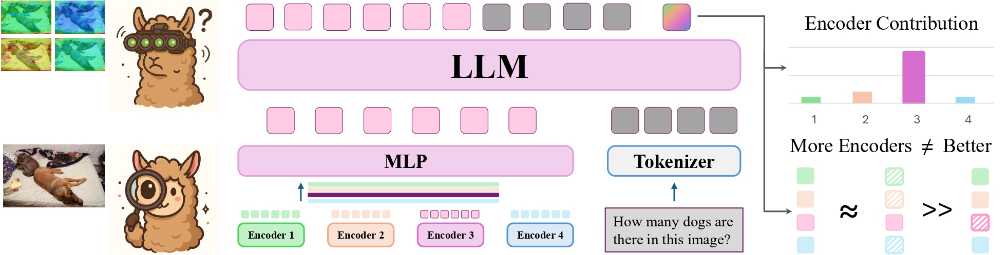 Illustration of encoder redundancy in multi-encoder MLLMs